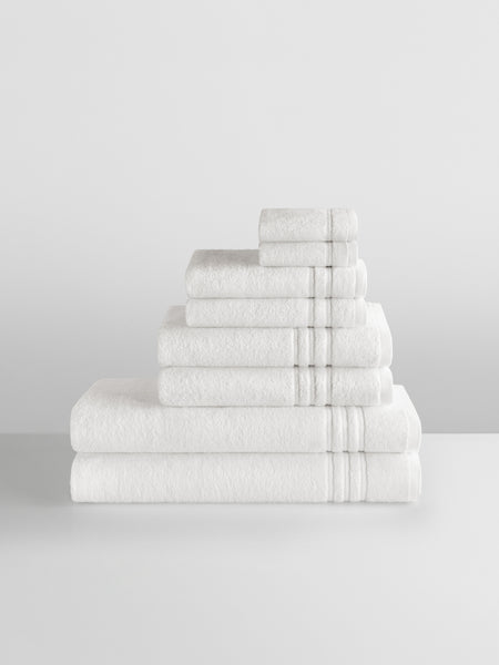 Four Seasons Bath Towel Ensemble, white, 8-piece set, 100% combed low twist cotton terry with dobby border