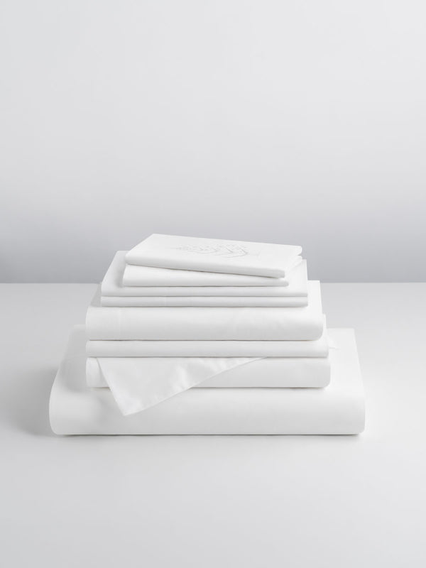 Four Seasons Linen Set, white, Supima cotton, fitted sheet, flat sheet, pillowcases