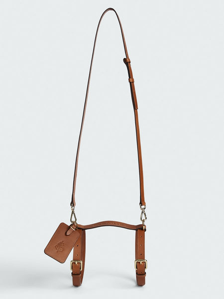 Four Seasons brown Italian leather travel strap, adjustable with removable cross-body strap