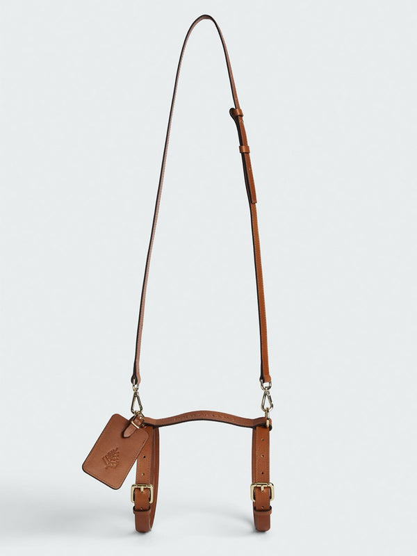 Four Seasons brown Italian leather travel strap, adjustable with removable cross-body strap
