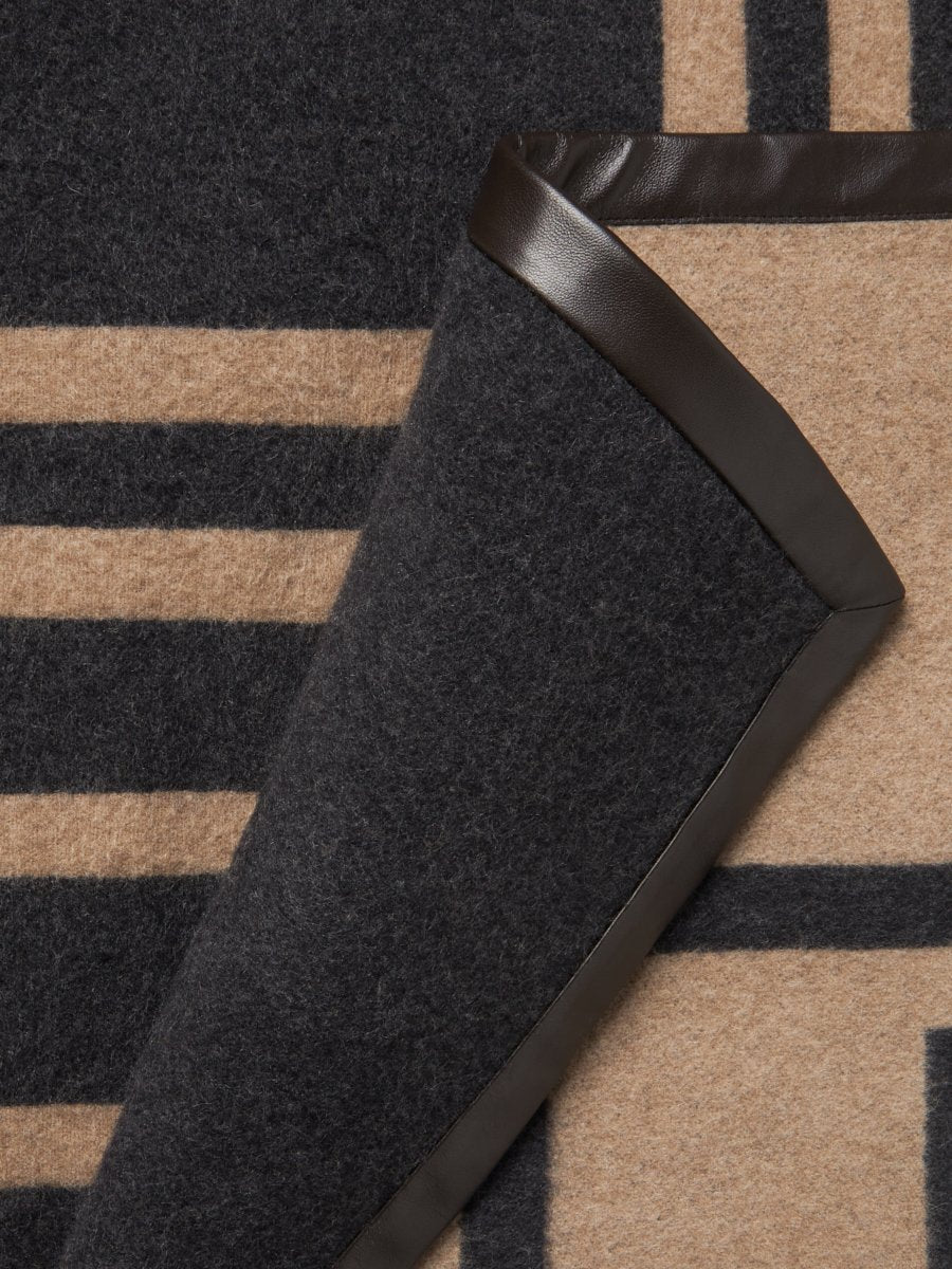 Leather Trim Throw - Four Seasons At Home