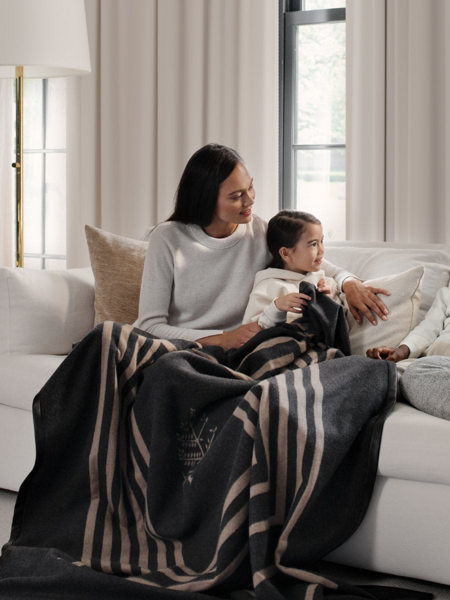Leather Trim Throw - Four Seasons At Home