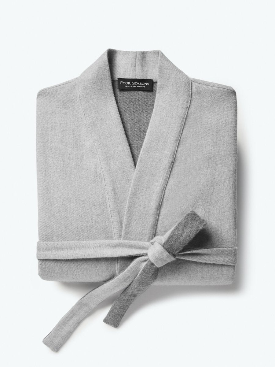 Four Seasons Resort Robe, sleeveless, lightweight Italian wool, grey, chic design, elegant and stylish